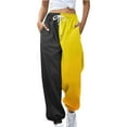 thumbnail image 1 of Yellow Cargo Pants Women Loose Breathable Color Blocking Gradient Casual Pants Side Pockets Leg Opening Drawstring Ladies Casual Pants Womens Work Pants XL, 1 of 4