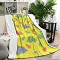 thumbnail image 1 of Yellow Cartoon Dinosaurs Leaves Pattern Blanket,Comfortable Soft Lamb Wool Throw Blanket,All Season,Warm Lightweight Blankets for Sofa Bed Couch Living Room Chair,60"x80", 1 of 4