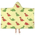 thumbnail image 1 of Yellow Cartoon Dinosaurs Pattern Hooded Bath Towel，50"x30" for Ages 3 To 12 Kids, Quick Dry Lightweight Soft Microfiber Hood Beach Towel Cover Up for Kids, 1 of 7