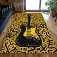thumbnail image 1 of Yellow Cartoon Guitar Illustration Rug 3x5 ft = 95x155 cm, 1 of 5