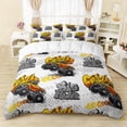 thumbnail image 1 of Yellow Cartoon Monster Truck Duvet Cover Set, Mountain Trucks Bedding Set for Kids,Boys,Big Power Comforter Cover,Monster Jam Duvet Cover,3-Piece,1 Quilt Cover and 2 Pillowcases, 1 of 4