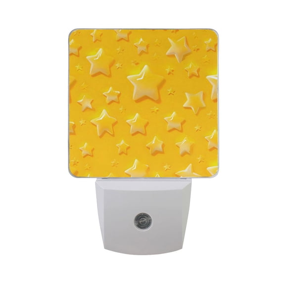 Yellow Cartoon Stars LED Night Light with Smart Sensor Plug Into Wall Dusk to Dawn 2 packs