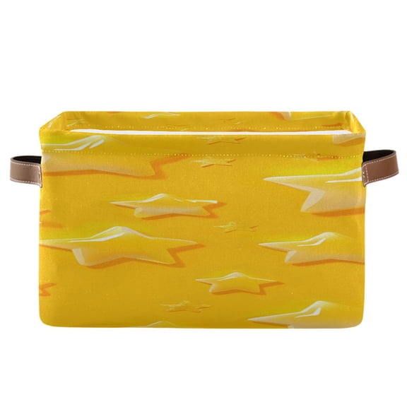Yellow Cartoon Stars Square Storage Bins with Handles Collapsible Containing Box 1 Pack