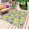 thumbnail image 1 of Yellow Cashew Flower Outdoor Rug for Patio/Deck/Porch, Non-Slip Large Area Rug 3 x 5 Ft, Retro Ethnic Abstract Country Indoor Outdoor Rugs Washable Area Rugs, Reversible Camping Rug Carpet Runner, 1 of 8