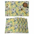 thumbnail image 1 of Yellow Cashew Flower Placemats Set of 6, Retro Ethnic Abstract Country Placemats for Dining Table, Place Mats for Kitchen Tabletop, Waterproof Wipeable Dining Table Mats Set, 1 of 9