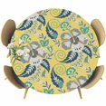 thumbnail image 1 of Yellow Cashew Flower Round Tablecloth, Fitted Table Cover with Elastic for 45"-54" Round Tables, Retro Ethnic Abstract Country Table Cloth Outdoor Indoor Dinning Party Waterproof Tablecloths, 1 of 7
