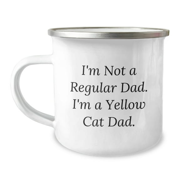 Yellow Cat Dad Gifts from Family, Unique Camping Mug for Men, Funny Quote for Graduation, 'I'm Not A Regular Dad. I'm A Yellow Cat Dad.'