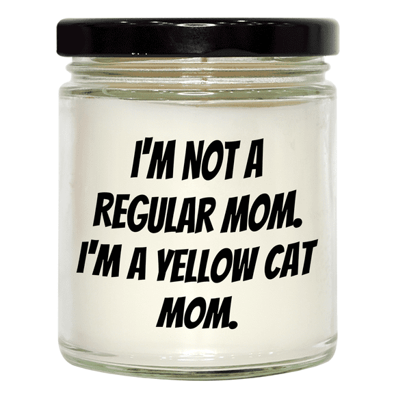 Yellow Cat Mom 9oz Vanilla Soy Candle Gift for Mom on Mother's Day Funny Inspirational Gifts from Friends and Family