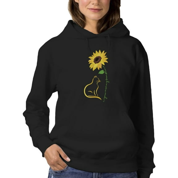 Yellow Cat Under A Sunflower Women Hoodie, Female 3X-Large