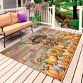 thumbnail image 1 of Yellow Cattle Fall Outdoor Rug for Patio/Deck/Porch, Non-Slip Large Area Rug 5 x 8 Ft, Thanksgiving Pumpkins Maple Leaves Wooden Indoor Outdoor Rugs Washable Area Rugs, Camping Rug Carpet Runner, 1 of 8