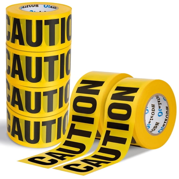 Yellow Caution Tape Bulk Pack, 3in x 6000ft, Waterproof Safety Tape Roll for Construction, Hazardous Areas, Halloween Decor