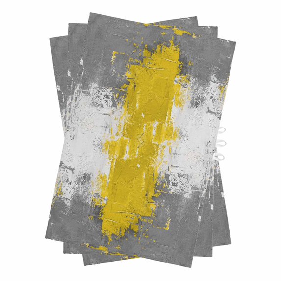 Yellow Cement Gray Kitchen Towels Set of 3, Water Absorbent Dish Towel, Modern Abstract Art Yellow Decorative Hand Towels - Quick Drying Cloth for Cooking Baking, 18x28 Inch