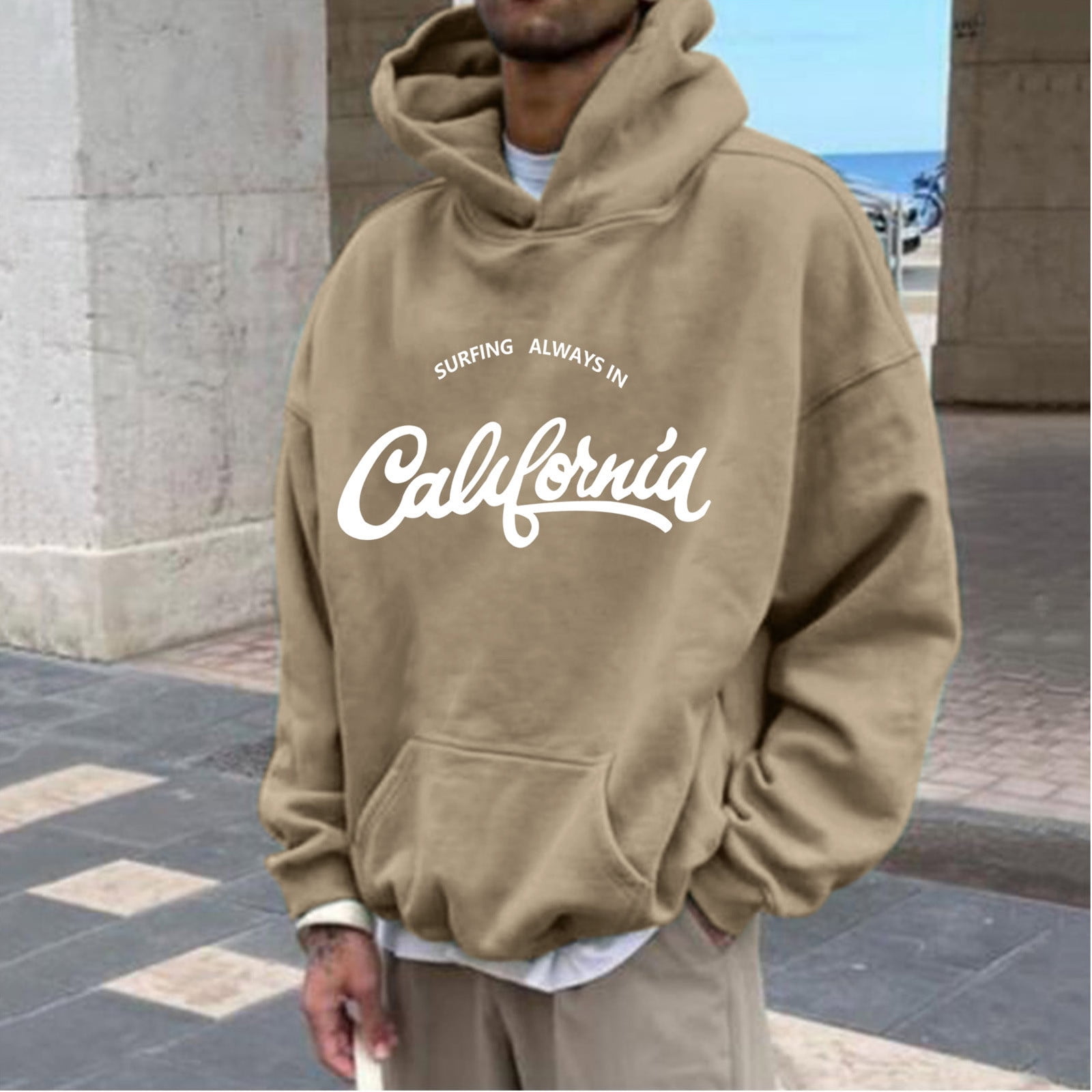 Yellow Champion Sweatshirt Polyester Graphic Hoodie Cool Hoodies Mens Autumn And Winter Loose Plus Size Hooded Pullover Sweater Walmart