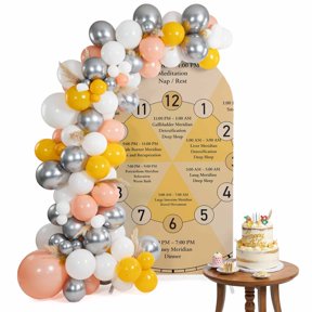 Yellow Chart Arch Backdrop Cover 4FT Modern Schedule Numbers Chart Planner Spandex Fitted Arch Covers Stretchy Backdrop Decoration for Wedding Birthday Graduation Party
