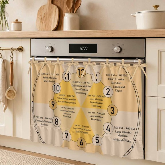 Yellow Chart Oven Skirt Curtain for Door Modern Schedule Numbers Chart Planner Stove Cover with Ruffled Trim & Ribbon Ties, Appliance Cover for Dishwasher Cabinet Kitchen Decor 27x20 Inch