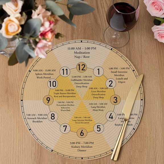 Yellow Chart Round Braided Placemats Set of 1, Modern Schedule Numbers Chart Planner Heat Insulation Place Mats Washable Non-Slip Table Mats for Kitchen Dining Party, 13 Inches