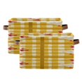 thumbnail image 1 of Yellow Checkerboard Cute Duck Wear Christmas Hat Square Storage Bins with Handles Collapsible Containing Box 2 Packs, 1 of 9
