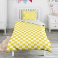 thumbnail image 1 of Yellow Checkerboard Duvet Cover and Pillowcase Set for Single Bedding, Bedroom Accessories for Kids Teens, 1 of 5