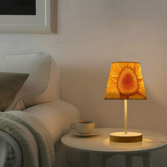 Yellow Checkered Desk Lamp 3 Color Modes LED Table Lamp Nightstand Reading Light for Bedroom Living Room
