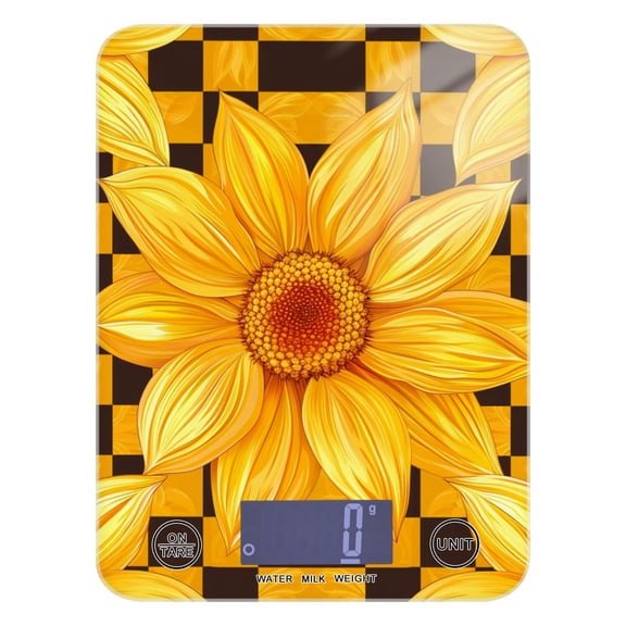 Yellow Checkered Food Scale Digital Kitchen Scale Waterproof Grams Ounces lbs for Weight Loss