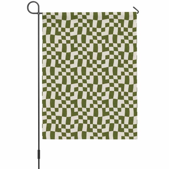 Yellow Checkered House Flag 28 x 40 Inches, Modern Abstract Geometric Minimalist Wavy Plaid Weather Proof Outdoor Patio Flags Double Sided Small House Decoration for Yard Lawn Outside Home