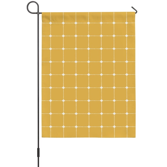 Yellow Checkered House Flags For Outdoor, Modern Minimalist Geometric Grid Lines Plaid Small Double Side Yard Flags Weather Proof House Decor for Lawn Outside Holiday 28 x 40 Inches