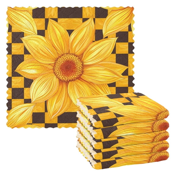Yellow Checkered Kitchen Towels 6 Pcs Dish Towels Absorbent Soft Quick Dry Towel Dish Rags for Washing Dishes