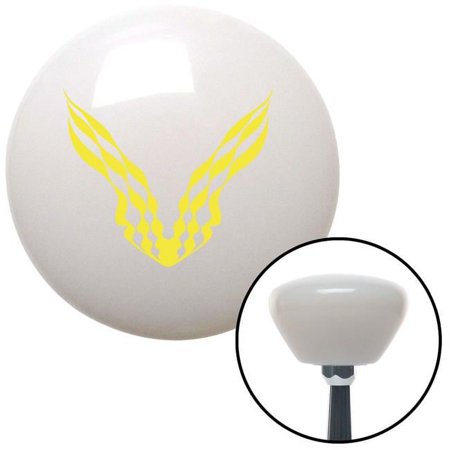 Yellow Checkered Racing WIngs White Retro Shift Knob with M16 x 1.5 Insert Shifter