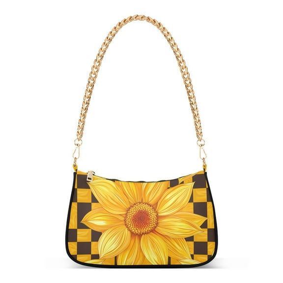 Yellow Checkered Women Handbags Shoulder Bag Cross Body Bag with Crossbody Strap Hobo Bags Chain Strap