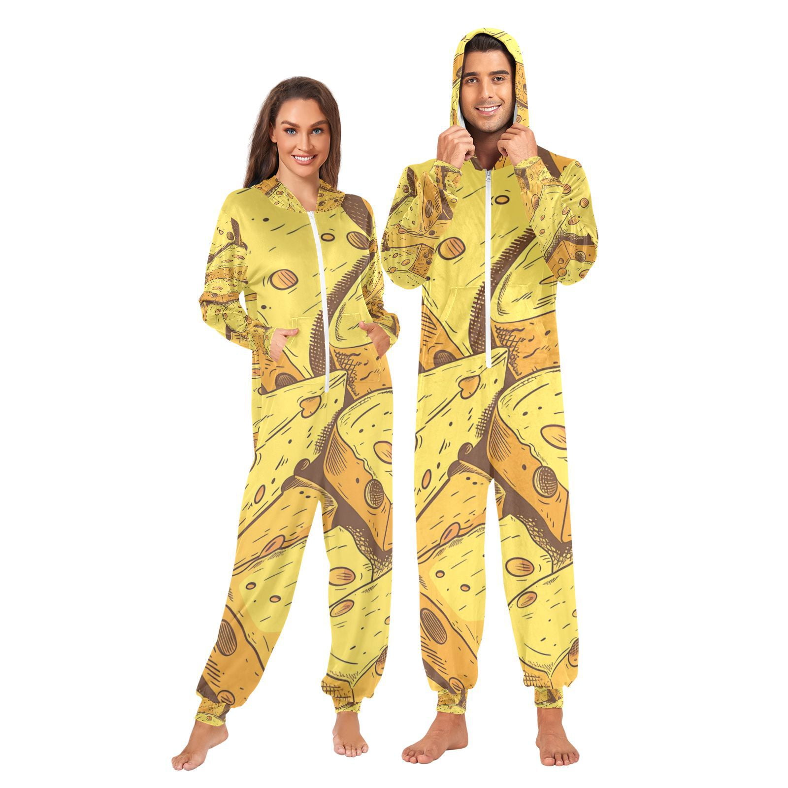 Yellow Cheese Adult Unisex Onesie Pajamas Slim Fit One Piece Suit