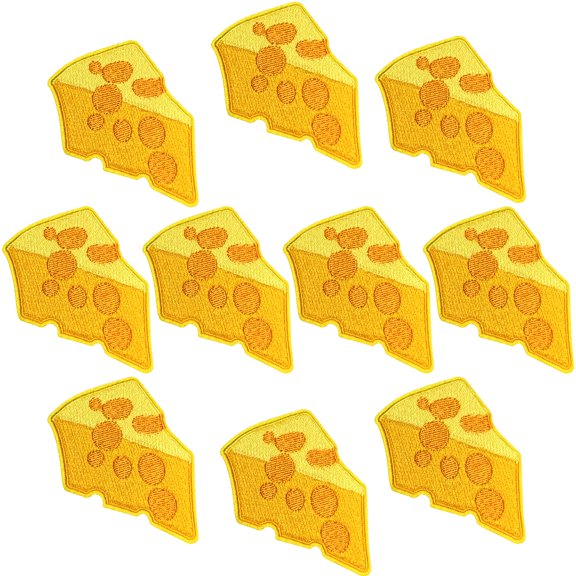 Yellow Cheese Embroidered Applique Patches 10 Pack