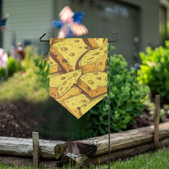 Yellow Cheese Garden Flag 18" x 12.5" Double Sided Yard Lawn Outdoor Decor Small Yard Flags