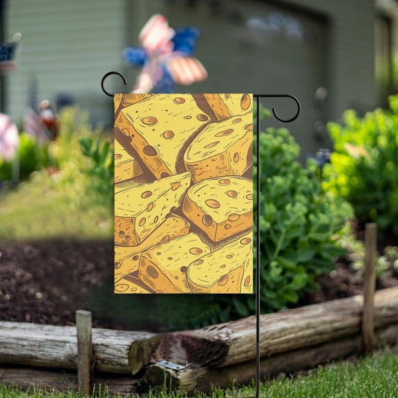 Yellow Cheese Garden Flag Double Sided Outdoor Banners for Courtyard Outdoor Lawn Farmhouse Holiday Decorations