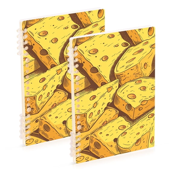 Yellow Cheese Ring Binder Notebook Journey Note Diary College Ruled Spiral Notebook Study Loose Leaf Paper A5 60 Pages
