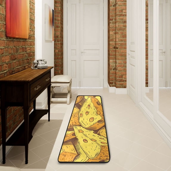Yellow Cheese Runner Rug Ares Rug Non-Slip Laundry Rug 72×24 inch Soft Washable for Bedroom Bathroom Kitchen Living Room