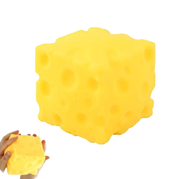 Yellow Cheese Squeeze Toy,Soft Novelty Toy, Rebounding Sensory,Help for Relax,Focus, Sensory Cheese for & Adults, Food Theme Cheese Cubes Squishies Toys,Stress Balls for Adults (Yellow 1)