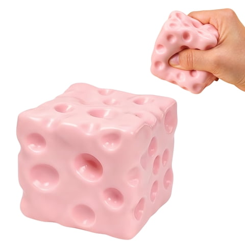 Yellow Cheese Squishies, Luck Squeeze Cheese Stress Ball, Soft Slow Rising Cube Block Sensory Fidget for Stress Relief, Relaxation, Desk Play, Adults Gift
