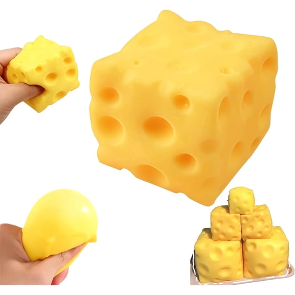 Yellow Cheese Squishy Slow Rising, Extra Large Squishy Squeeze Cheese Block, Soft Novelty Toys, Stress Balls for Adults Rebounding Sensory Squishys Cheese