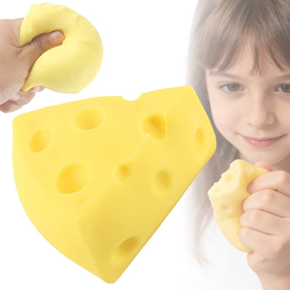 Yellow Cheese Stress Ball Squishy Soft TPR Cheese Cube Fidget Toy Slow Rebound Sensory Squeeze Toy for Anxiety ADHD Autism Kids Adults Office Desk Easter Gift 1PC