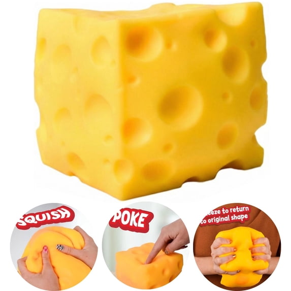 Yellow Cheese Stress Toys, Cheese-Shaped Squeeze Sensory Toys, Soft Slow Rising Rebounding Sensory Cheese Shape Stress Toys