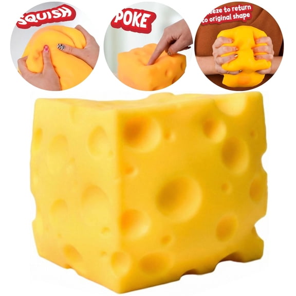 Yellow Cheese Stress Toys, Cheese-Shaped Squeeze Sensory Toys, Soft Slow Rising Rebounding Sensory Cheese Shape Stress Toys