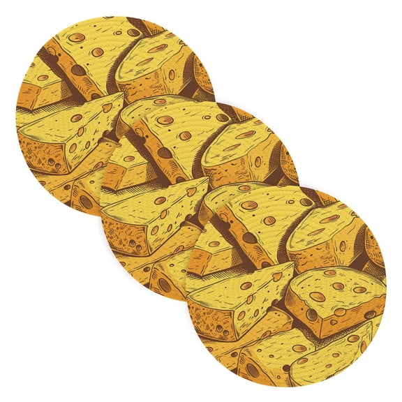 Yellow Cheese Trivet Mats Woven Pot Holders 3Pcs Non-Slip Heat Resistant for Hot Pots Pans Pats
