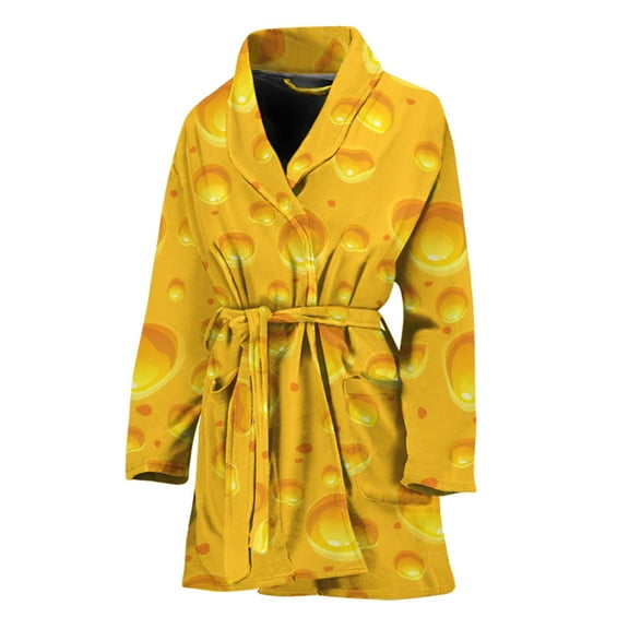 Yellow Cheese Women Bathrobe One Size Univeral Fits Fashion Lightweight Plush Fleece Long Robe For Women