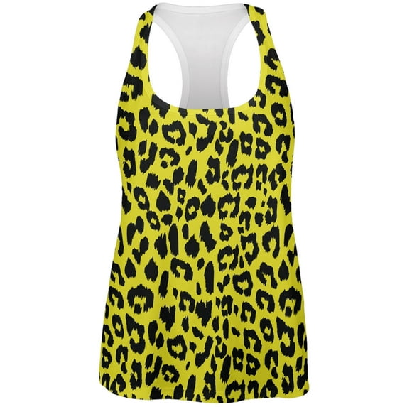Yellow Cheetah Print All Over Womens Work Out Tank Top - Small
