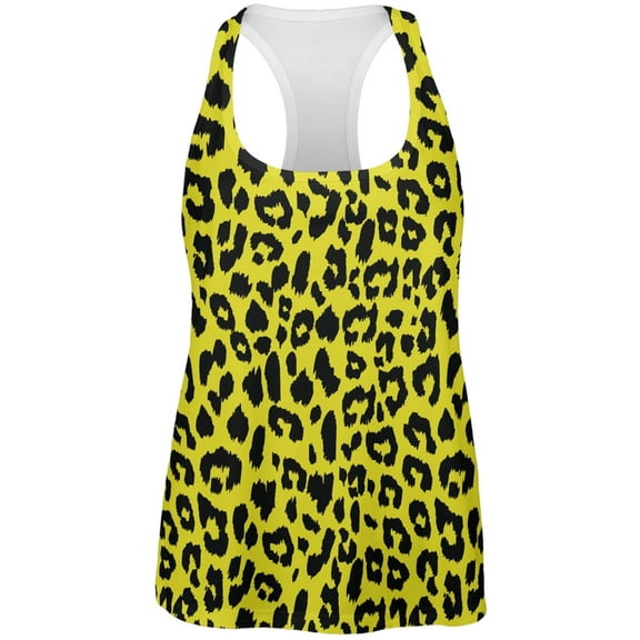 Yellow Cheetah Print All Over Womens Work Out Tank Top - X-Large