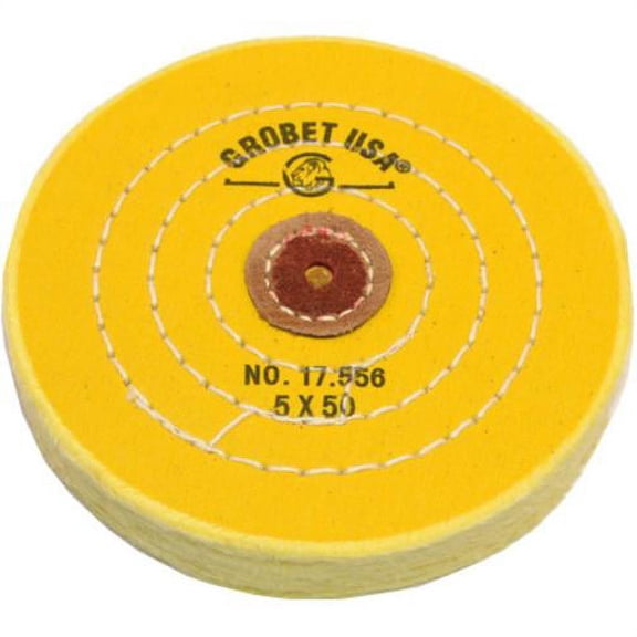 Yellow Chemkote Buff, 5" x 50 Ply, Leather Center, Item No. 17.556