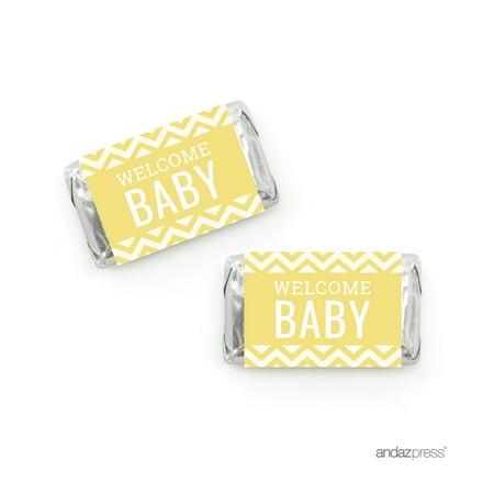 Yellow Chevron Baby Shower Hershey´s Miniatures Mini Candy Bar Wrappers, 36-Pack
