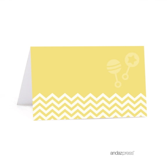 Koyal Wholesale Table Place Cards Chevron Yellow Baby Shower Decorative 20-Pack