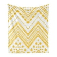 thumbnail image 1 of Yellow Chevron Soft Flannel Fleece Throw Blanket, Hand Drawn Aztec Pattern Motif with Dashed Lines, Cozy Plush for Indoor and Outdoor Use, 70" x 90", Mustard White, by Ambesonne, 1 of 5
