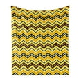 thumbnail image 1 of Yellow Chevron Soft Flannel Fleece Throw Blanket, Horizontal Zigzag Stripes in Vibrant Colors Modern Graphic, Cozy Plush for Indoor and Outdoor Use, 50" x 60", Yellow Orange Black, by Ambesonne, 1 of 5